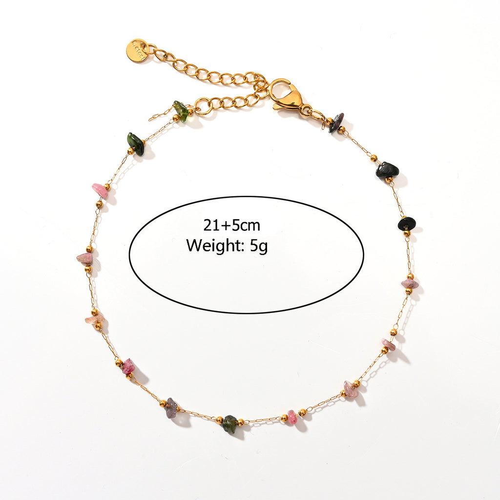 Fashion Trend Irregular Natural Stone Titanium Steel Anklet