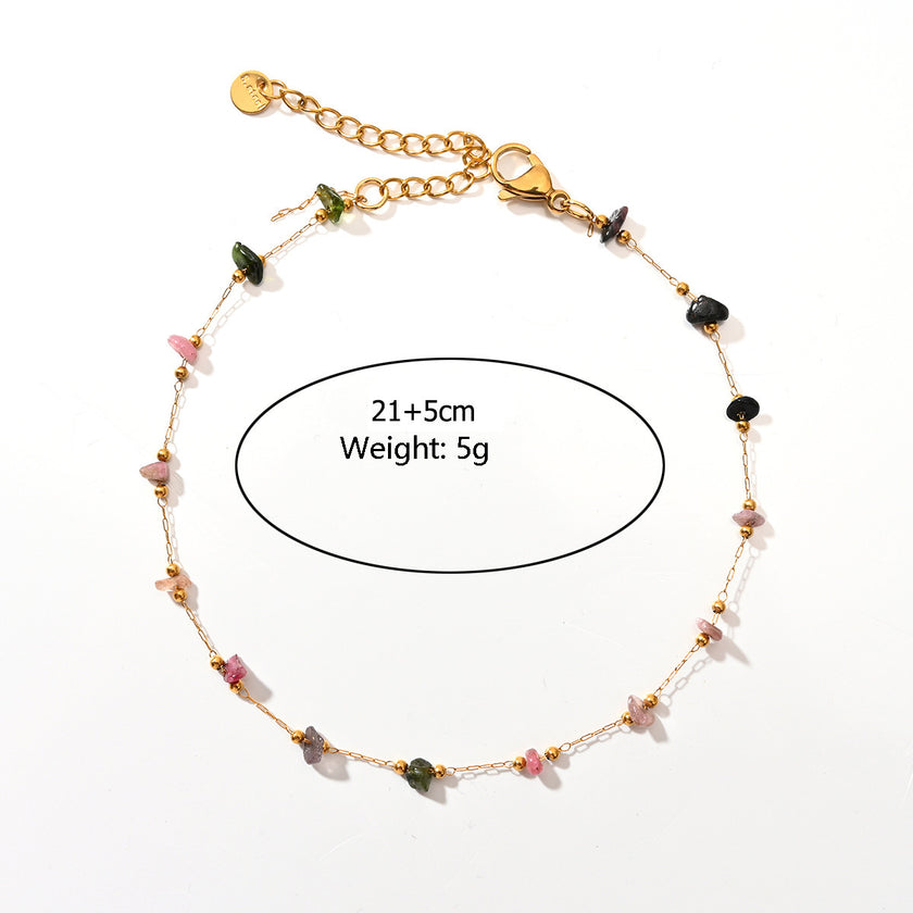 Fashion Trend Irregular Natural Stone Titanium Steel Anklet