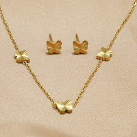 Lxalry Gold Stainless Steel Heart Jewelry Set For Women & Girls - Minimalist Cutout Necklace & Stud Earrings, Waterproof, Hypoallergenic, Tarnish-Free, Gift For Birthday, Wedding, Anniversary, Summer