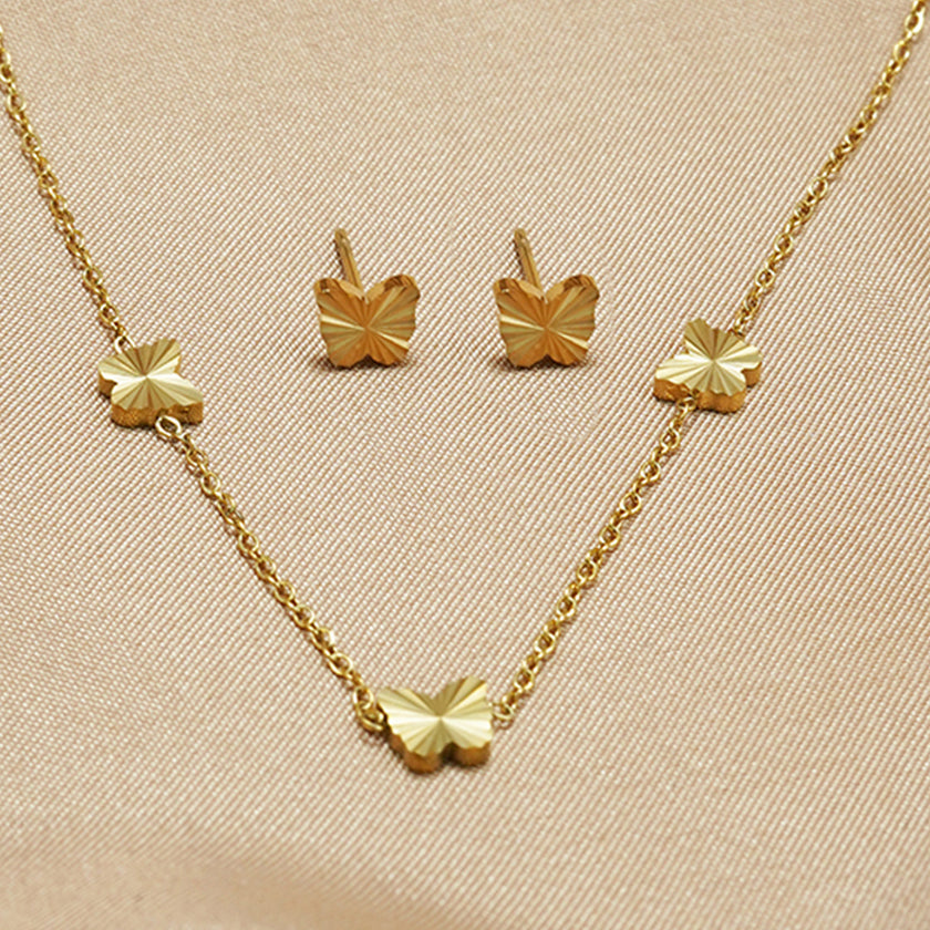 Lxalry Gold Stainless Steel Heart Jewelry Set For Women & Girls - Minimalist Cutout Necklace & Stud Earrings, Waterproof, Hypoallergenic, Tarnish-Free, Gift For Birthday, Wedding, Anniversary, Summer