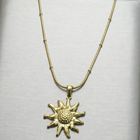 Lxalry 18K Gold Plated Stainless Steel Sun Pendant Necklace And Earrings Set For Women - Elegant Summer Jewelry Gift, Waterproof, Hypoallergenic, Perfect For Birthday, Beach, Wedding, And Daily Wears