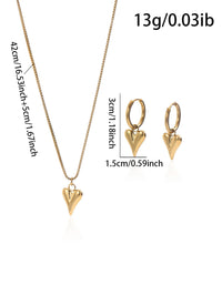Lxalty 18K Gold Plated Stainless Steel Heart Jewelty Set For Women-Waterproof Hypoallergenic Necklace&Earrings Gift For Girlfriend Birthday Wedding Anniversary Daily Wear