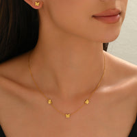 Lxalry Gold Stainless Steel Heart Jewelry Set For Women & Girls - Minimalist Cutout Necklace & Stud Earrings, Waterproof, Hypoallergenic, Tarnish-Free, Gift For Birthday, Wedding, Anniversary, Summer