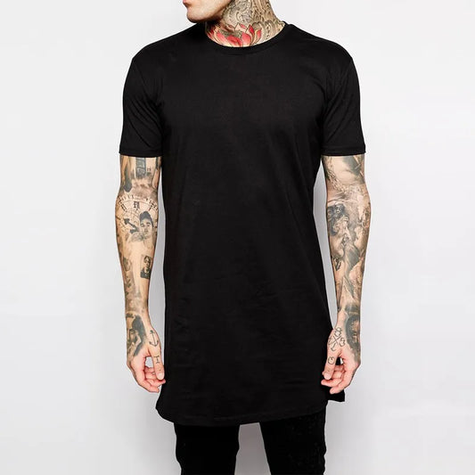 2024 Brand New Clothing Mens Black Mens Long T shirt Tops Hip Hop Man T-shirt Short Sleeve Casual Men Tee shirts For Male