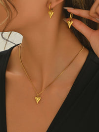 Lxalty 18K Gold Plated Stainless Steel Heart Jewelty Set For Women-Waterproof Hypoallergenic Necklace&Earrings Gift For Girlfriend Birthday Wedding Anniversary Daily Wear