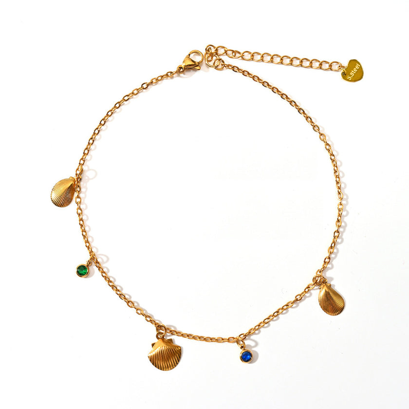 Fashion Trend Irregular Natural Stone Titanium Steel Anklet